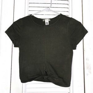 Green Knotted Crop Top